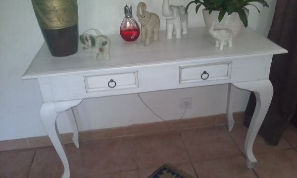 console bois exotique relooké blanc vieilli martigues